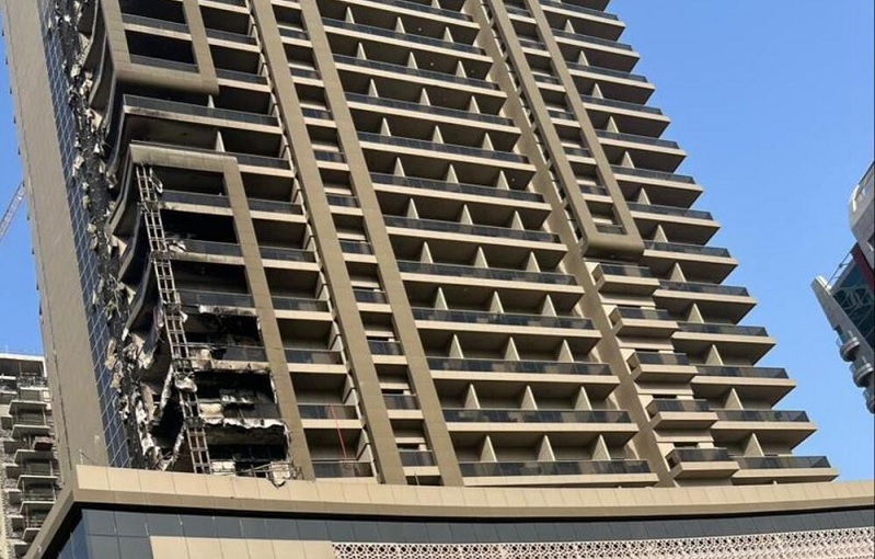 Fire rips through building