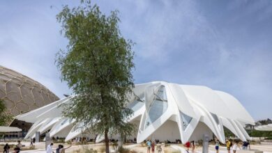 COP28: A recreated falcon wing-shaped UAE pavilion building