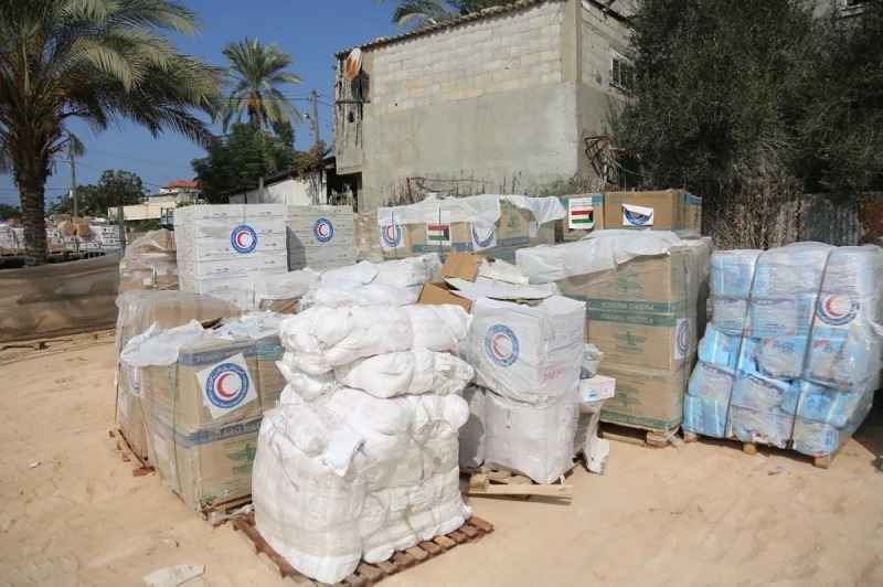 first KRCS aid arrives in Gaza