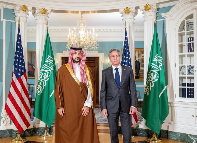 Saudi defense minister meets with Secretary Blinken in Washington