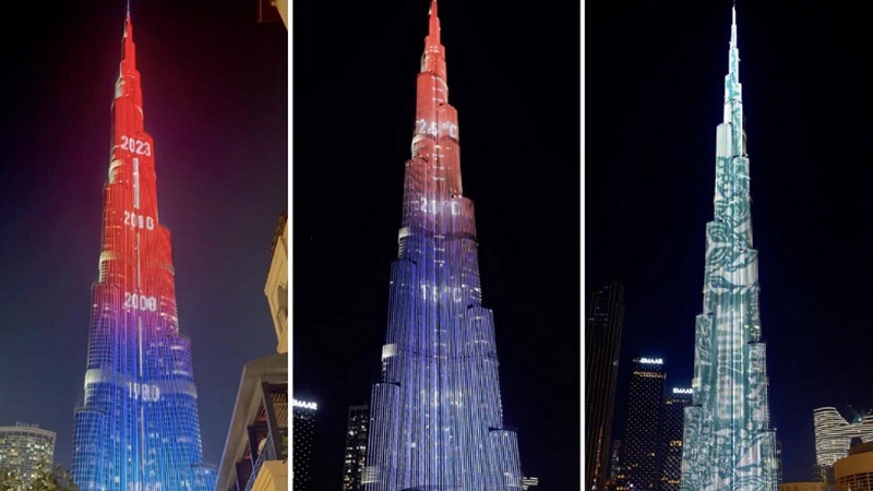 Burj Khalifa turned into a giant thermometer!