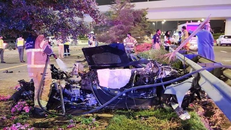 Dubai: Two killed as sports car falls from bridge and catches fire