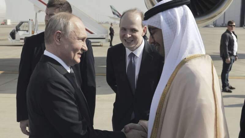 The Russian president arrived in the United Arab Emirates today