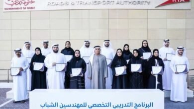 20 new Emirati graduates who completed a 10-month specialized training in transport engineering