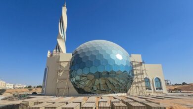 A new mosque built in Sharjah with a stunning glass dome