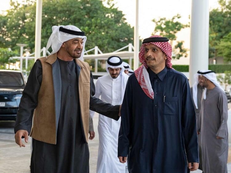 The President of the United Arab Emirates received the Prime Minister of Qatar in Abu Dhabi