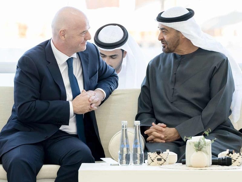 The President of the United Arab Emirates welcomes FIFA President Gianni Infantino