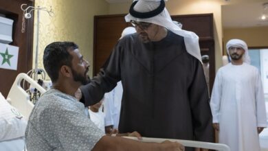 President meets UAE soldier injured in terror attack in hospital