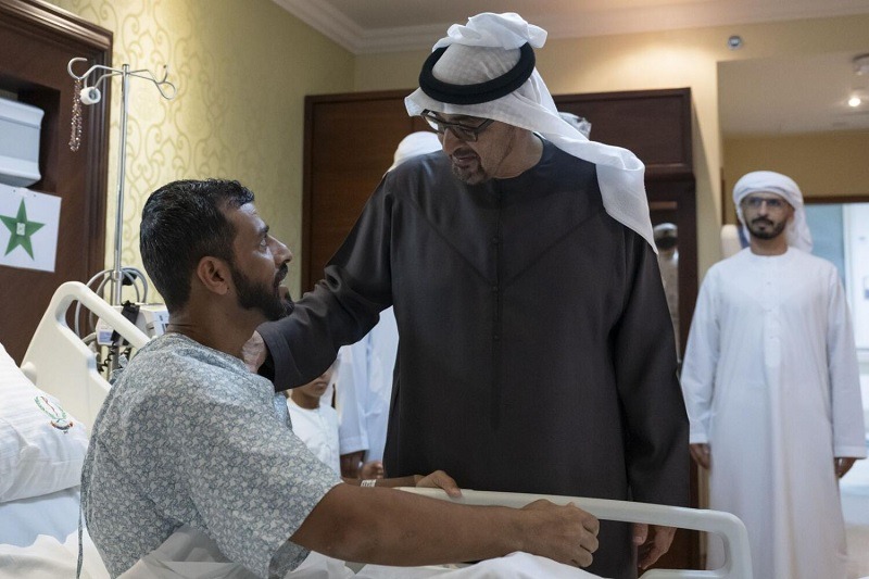 President meets UAE soldier injured in terror attack in hospital