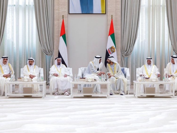 The President exchanged Eid greetings with the Rulers and Crown Princes of the Emirates