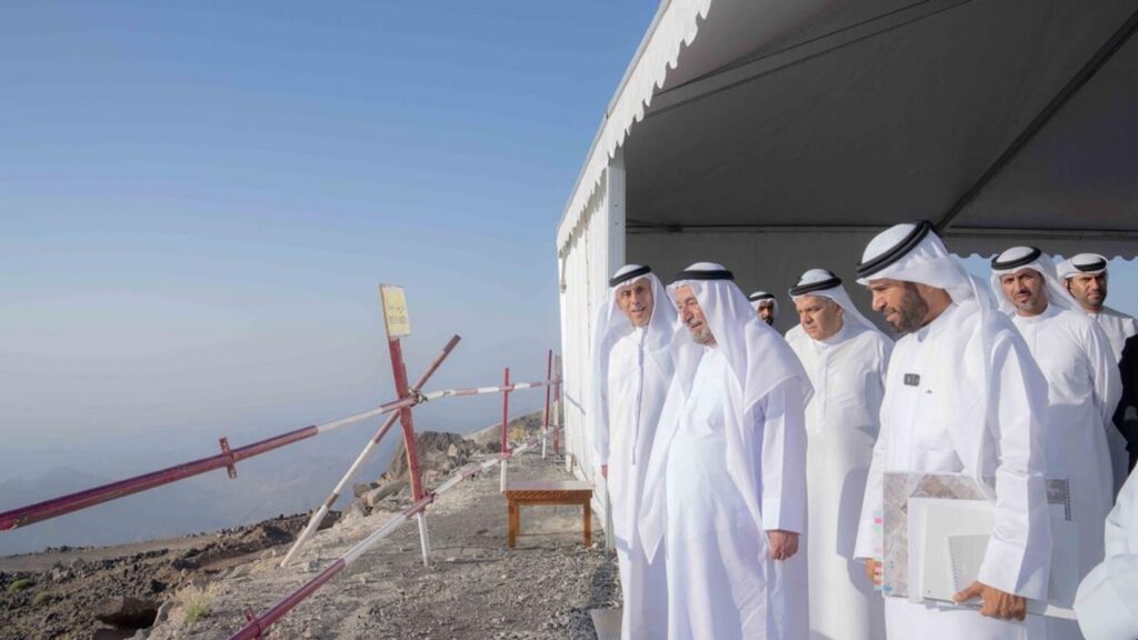A new crescent-shaped project atop a hill in Sharjah