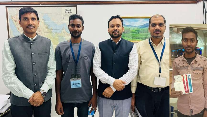 An Indian stranded in the desert of Saudi Arabia returned home