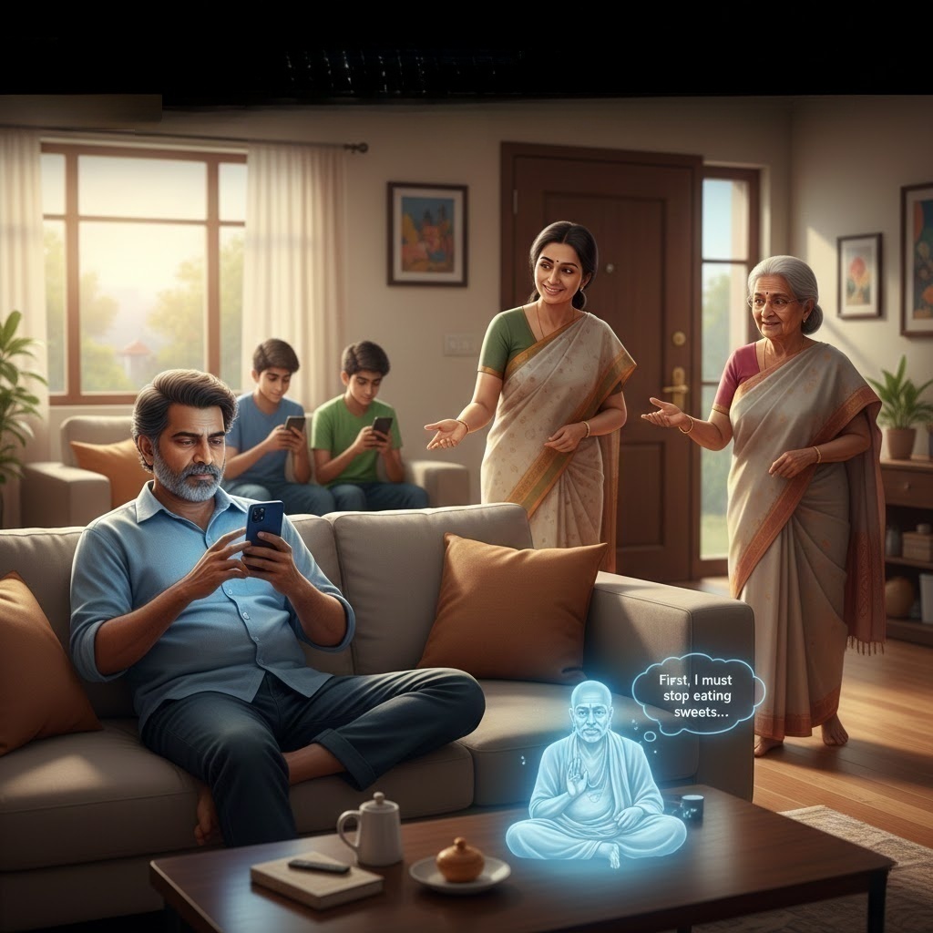 Mobile addiction illustration tamil story