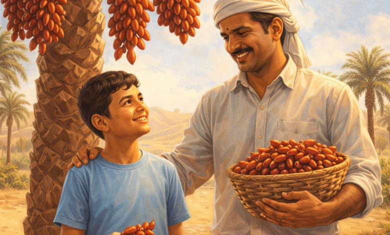 பேரீச்சம்பழத்தின் சக்தி – சிறிய பழம், பெரிய வெற்றி #1 UAE Tamil News Website https://www.tamilgulf.com/wp-content/uploads/2026/02/ChatGPT-Image-Feb-6-2026-07_59_03-AM.png பேரீச்சம்பழம் தோட்டத்தில் அப்பாவுடன் நிற்கும் சிறுவன் – dates fruit தரும் ஆரோக்கிய சக்தியை காட்டும் படம்